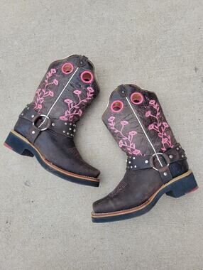 Women's Artillero Flower Embroidered Western Cowboy Boots Rhinestone 7